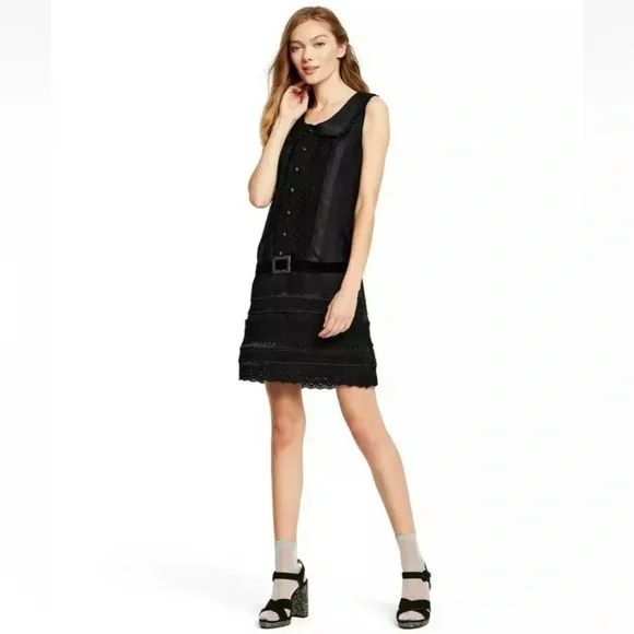 Anna Sui | Dresses | Anna Sui For Target Black Aline Lace Belted Dress Size  S | Poshmark
